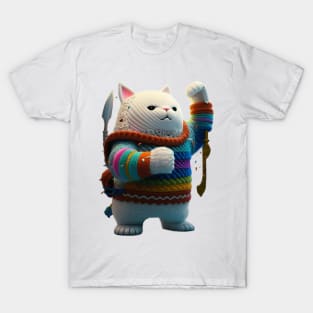 Cute Kitty Cat Colourful Paw Knitten Kitten T-Shirt